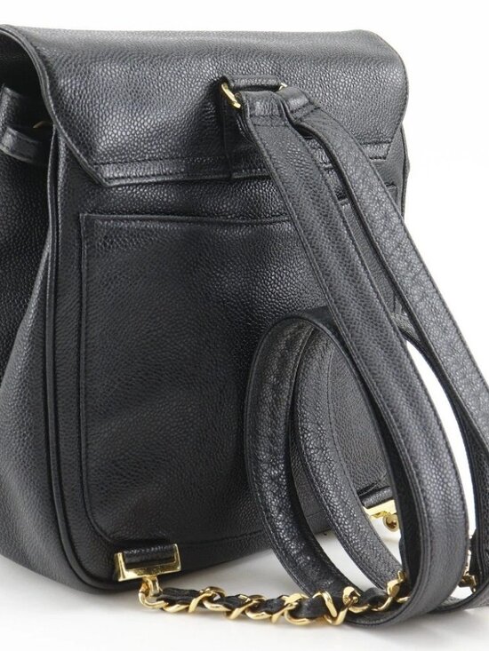 CHANEL COCO Mark Backpack Daypack ChainBackpack black leather Women